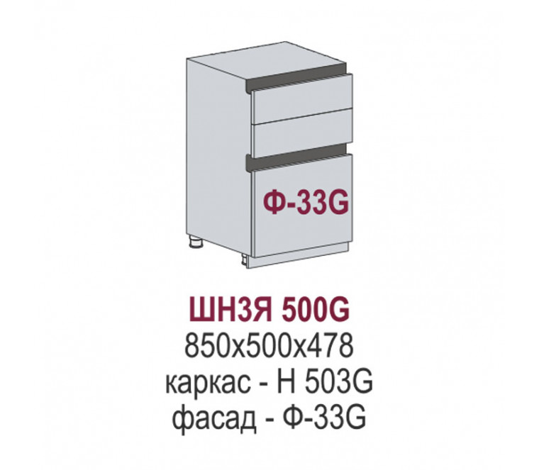 Эстетик Gola шкаф нижний 3 ящика ШН3Я 500