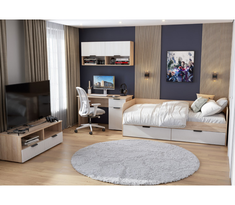 Подростковая модульная Норд 2 (дуб сонома/Софт пломбир)