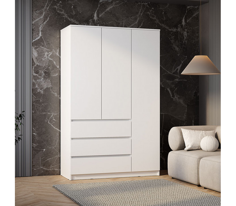 МС Симпл Шкаф 3-х створчатый с ящиками ШК-08 1202 (Белый)